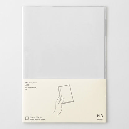 Clear PVC cover designed for the MD Notebook A5 with integrated pen holder