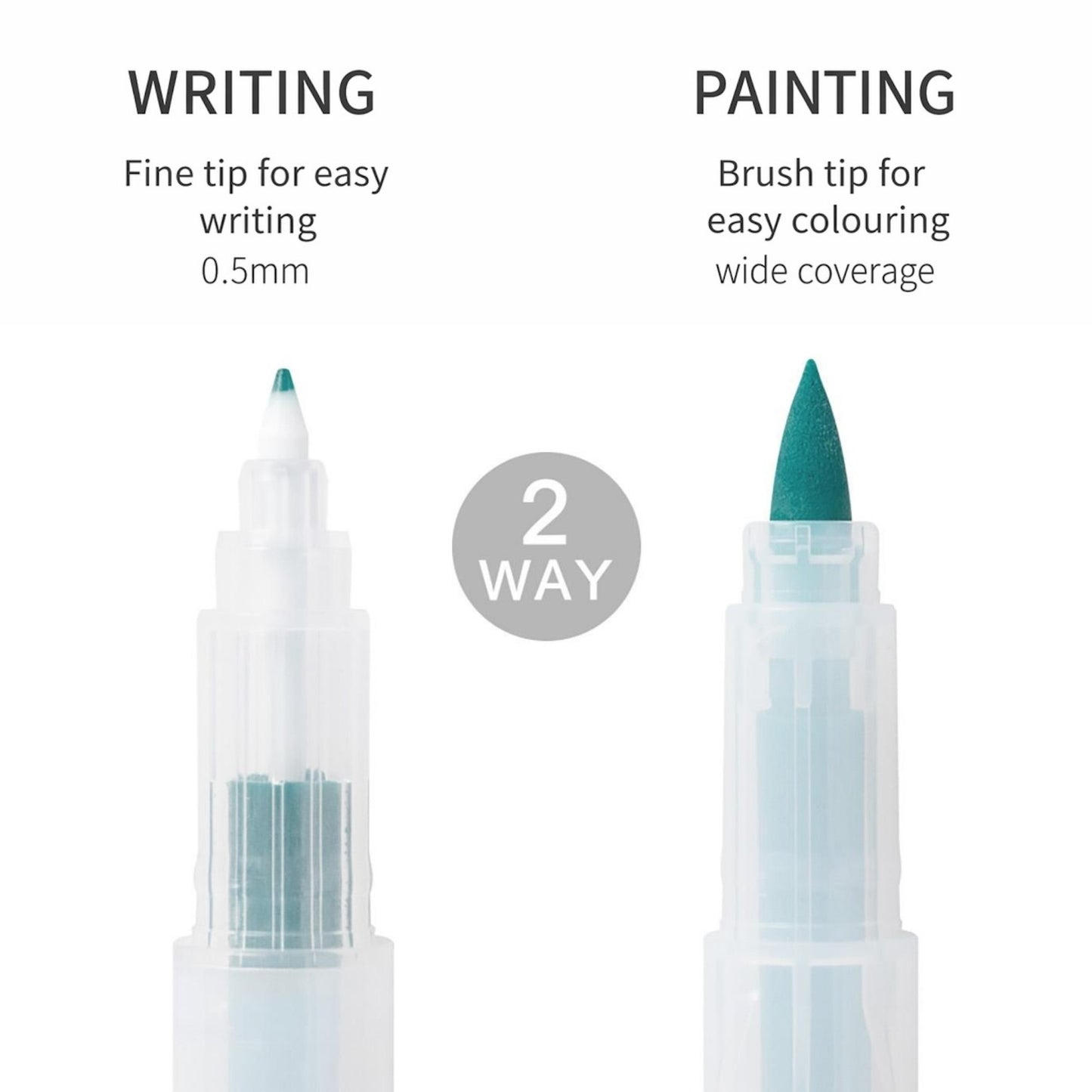 Midori colour pens set for paintable stamps in relaxation tones, six dual-tip water-based pens for journaling and stamping