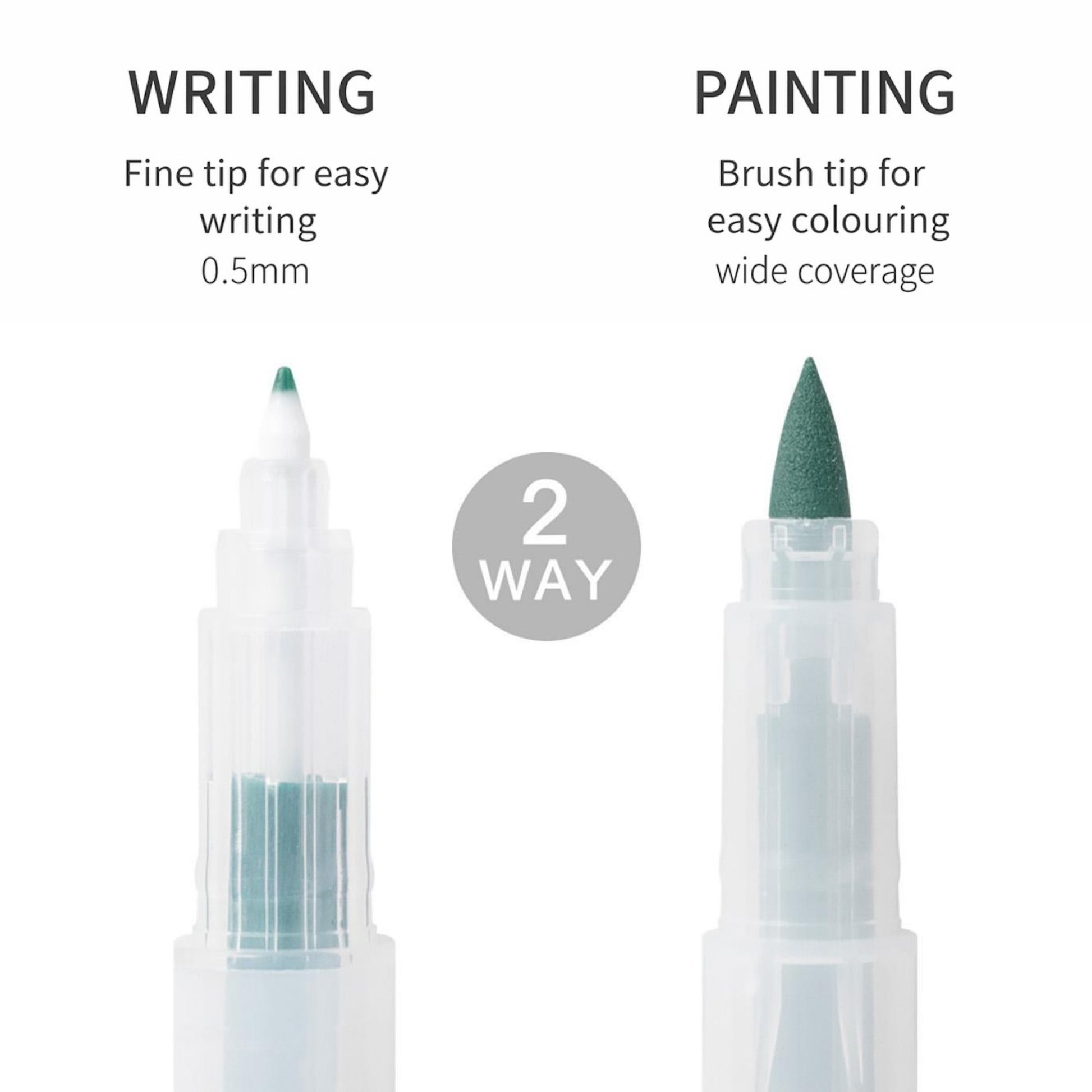 Midori colour pens set for paintable stamps with six pastel colours, dual-tip water-based pens for journaling and stamping