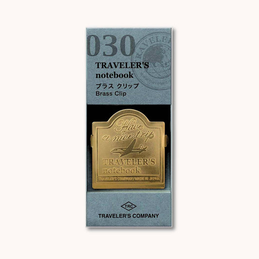 TRC Brass Clip – Airplane edition, engraved with “Have a nice trip” and airplane design
