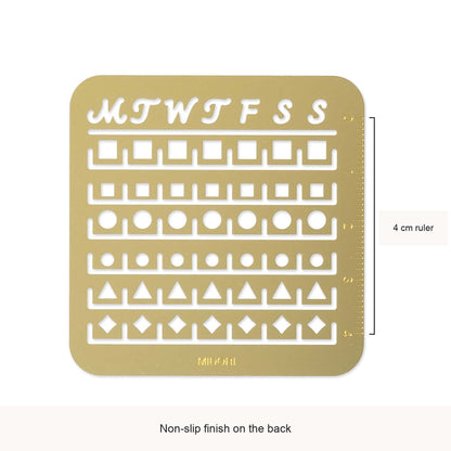 Midori Small calendar stencil showing its 4 cm ruler and non-slip backing