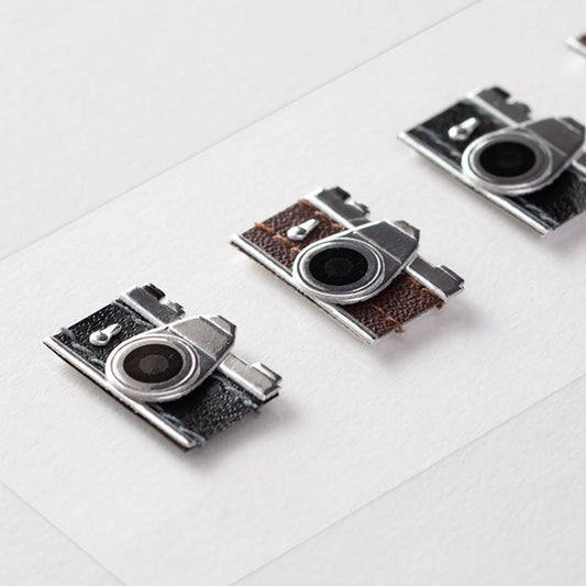 Midori Paper Craft Museum Stickers – Vintage Cameras layered paper sticker sheet