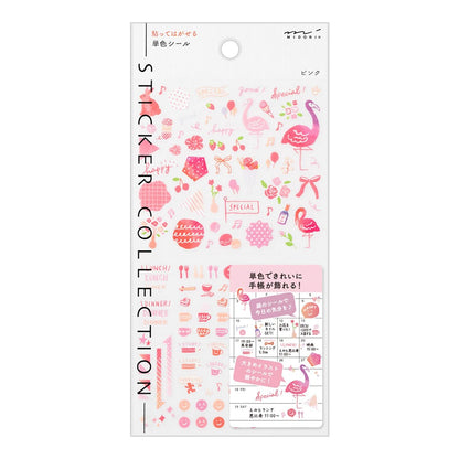 Midori Colour Series pink planner stickers – 1 sheet with mini icons for journaling and calendars