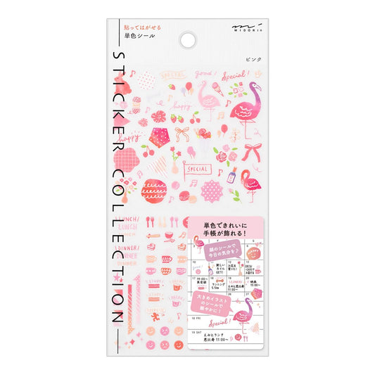 Midori Colour Series pink planner stickers – 1 sheet with mini icons for journaling and calendars