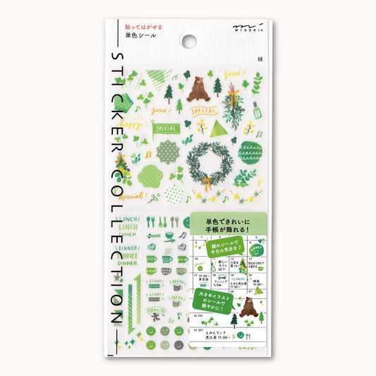 Midori Colour Series green planner stickers – 1 sheet of small icons for scheduling and journaling