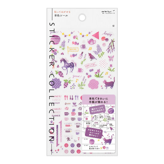 Midori Colour Series purple planner stickers – decorative mini stickers for planners and notebooks