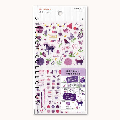 Midori Colour Series purple planner stickers – decorative mini stickers for planners and notebooks