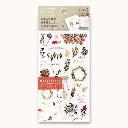 Midori Transfer Stickers Flower Motif featuring colourful floral transfer designs