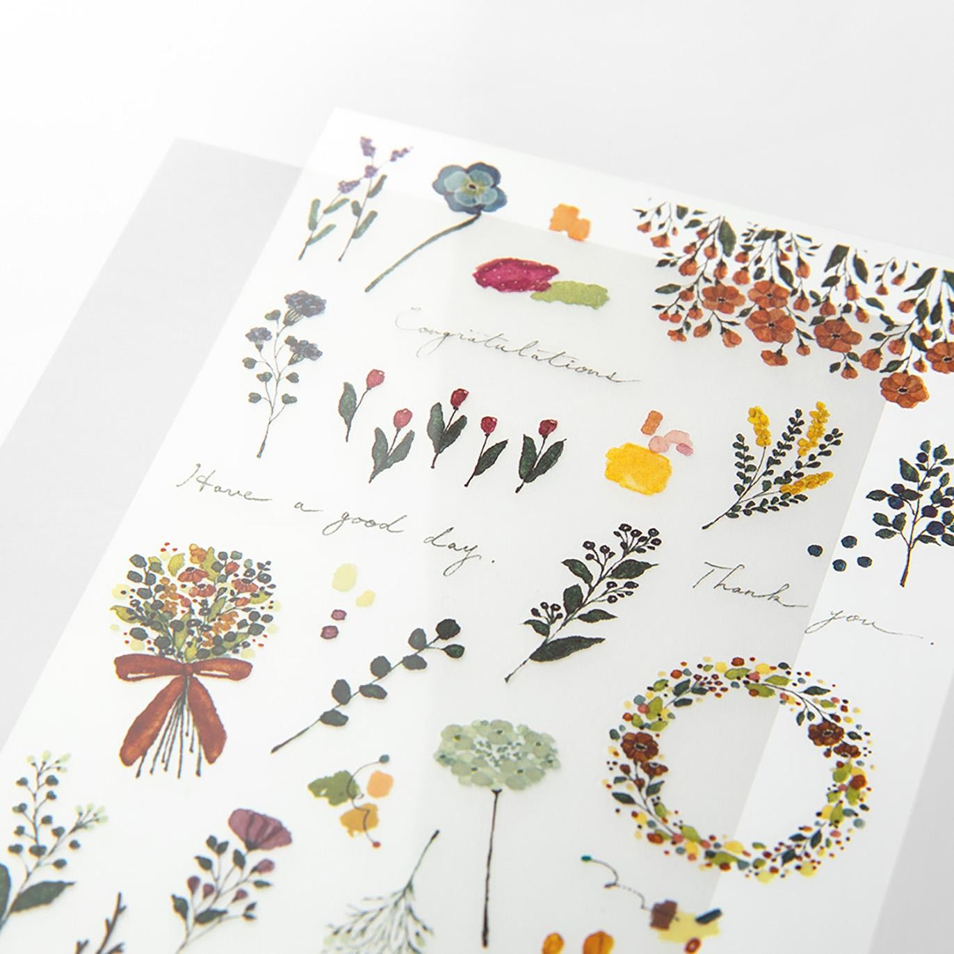 Midori Transfer Stickers Flower Motif featuring colourful floral transfer designs