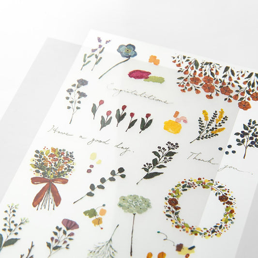 Midori Transfer Stickers Flower Motif featuring colourful floral transfer designs