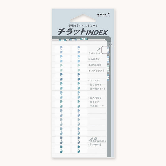 Midori Chiratto small blue number index tabs in packaging