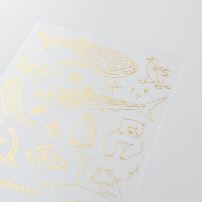 Midori Foil Transfer Stickers - Sea Creatures gold foil rub-on transfer sticker sheet