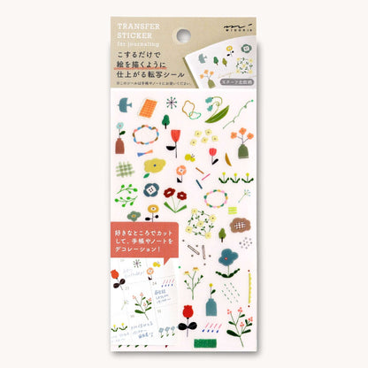 Midori Transfer Stickers Scandinavian Motifs featuring colourful Scandinavian-inspired floral illustrations
