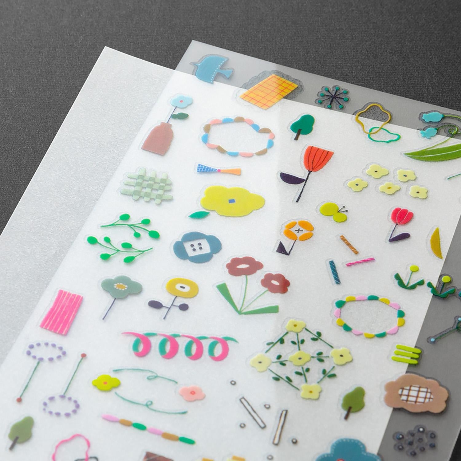 Midori Transfer Stickers Scandinavian Motifs featuring colourful Scandinavian-inspired floral illustrations