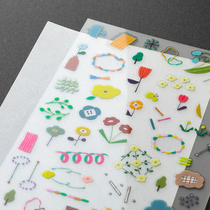 Midori Transfer Stickers Scandinavian Motifs featuring colourful Scandinavian-inspired floral illustrations