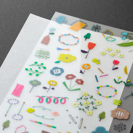 Midori Transfer Stickers Scandinavian Motifs featuring colourful Scandinavian-inspired floral illustrations