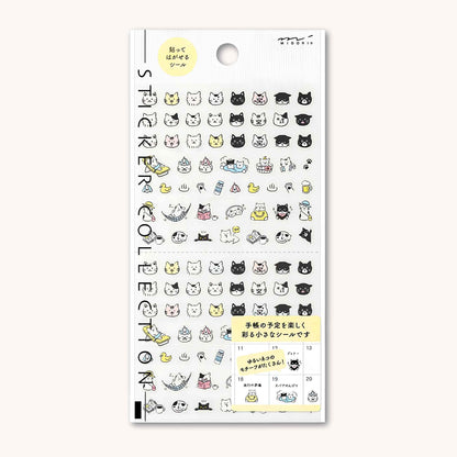 Midori Planner Stickers - Cat Icons sheet with tiny transparent cat and paw print illustrations