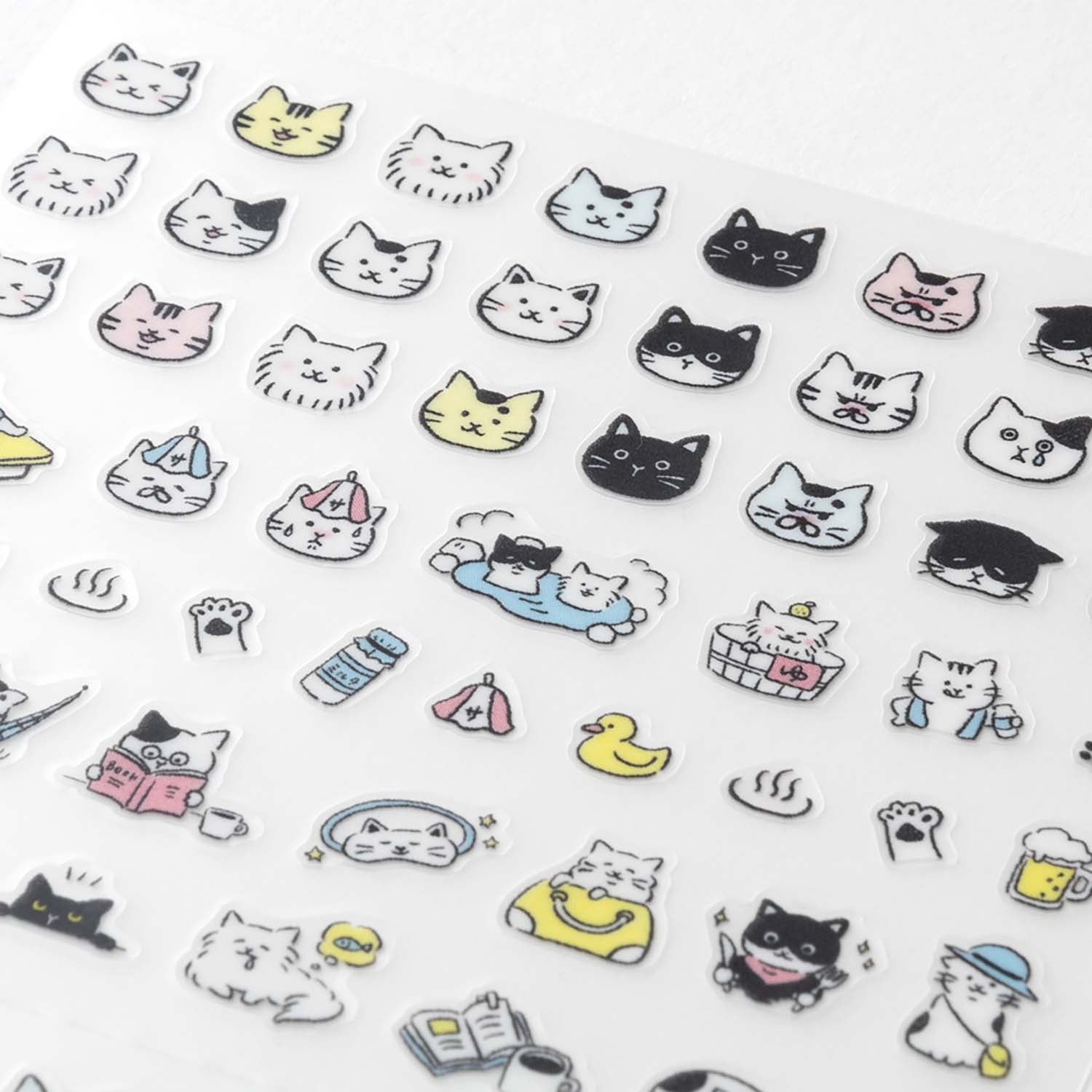 Midori Planner Stickers - Cat Icons sheet with tiny transparent cat and paw print illustrations