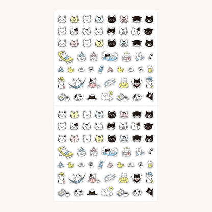 Midori Planner Stickers - Cat Icons sheet with tiny transparent cat and paw print illustrations