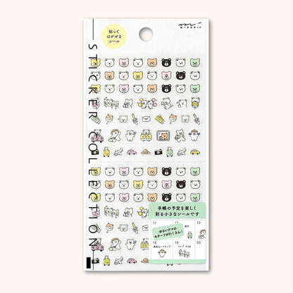 Midori Planner Stickers - Bear Icons sheet with tiny transparent bear illustrations