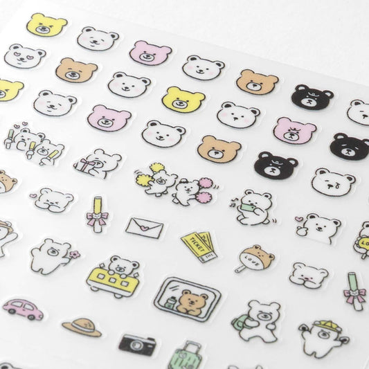 Midori pictograph bear sticker sheet – 1 sheet of illustrated bear icons and activity symbols for planners and journals