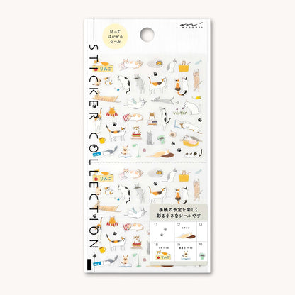 Midori Planner Stickers - Cats sheet with playful transparent cat illustrations