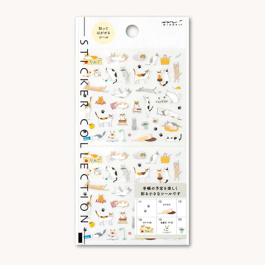 Midori Planner Stickers - Cats sheet with playful transparent cat illustrations