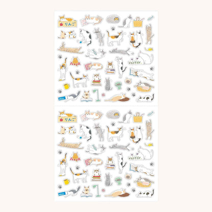 Midori Planner Stickers - Cats sheet with playful transparent cat illustrations
