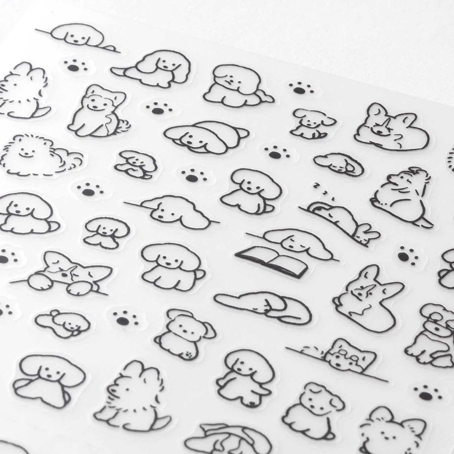 Midori dog mini sticker sheet — one perforated PET sheet for planning and journaling