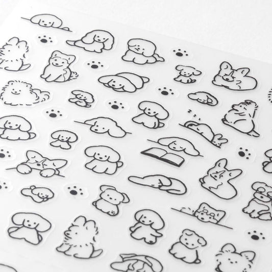 Midori dog mini sticker sheet — one perforated PET sheet for planning and journaling