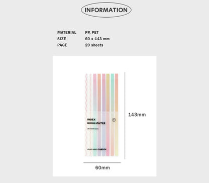 Iconic Long highlighter strips in their protective folder with size guide