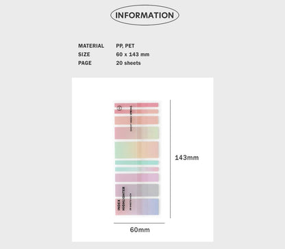 Iconic Short highlighter strips in a clear folder with size guide
