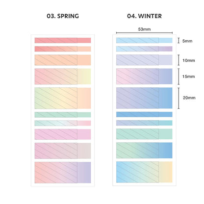 Iconic Index Short Highlighter Tabs – 200 translucent sticky tabs in pastel Spring/Winter tones in a clear folder