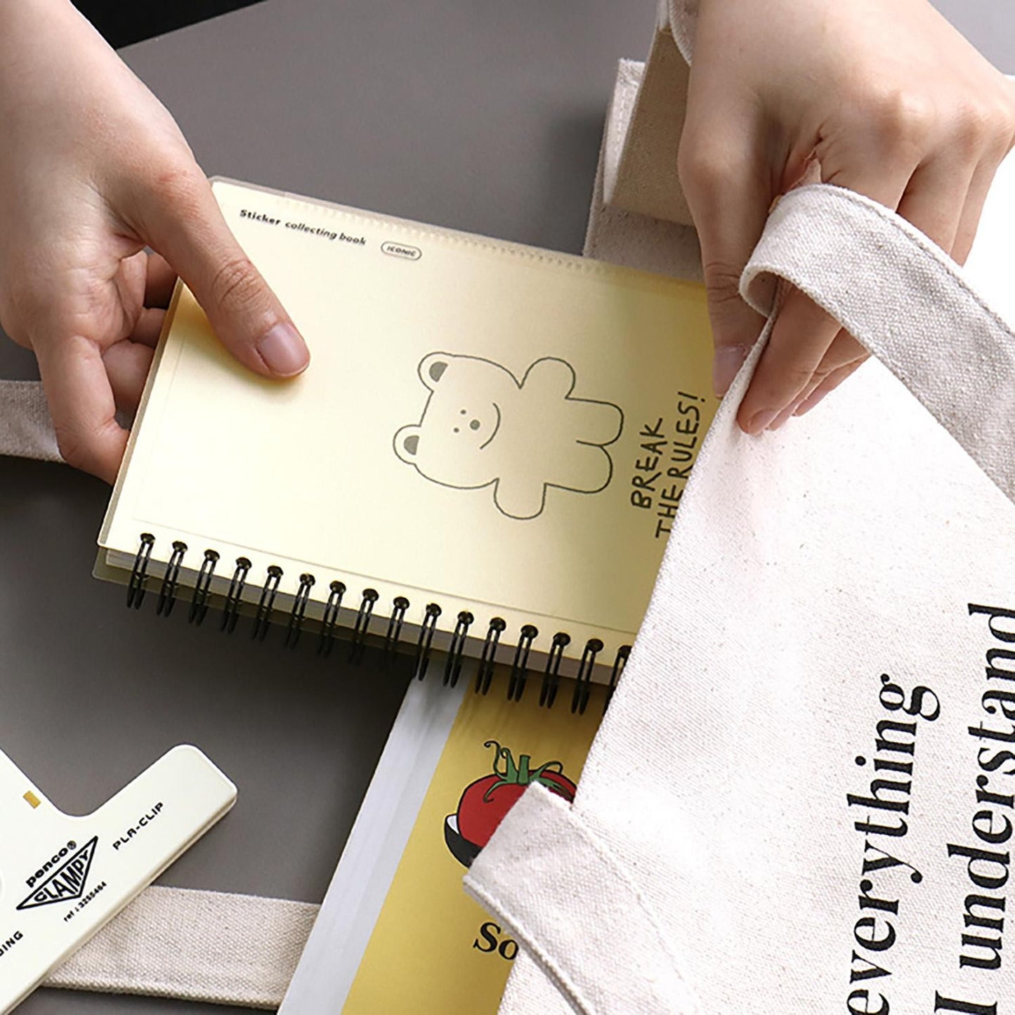 Iconic sticker collecting book with release paper pages and spiral binding, used to store and organise sticker collections