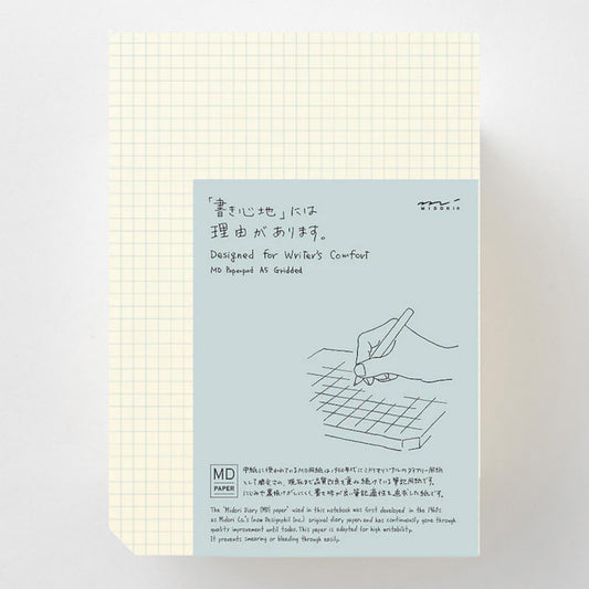 MD Product A5 grid paper pad with cream MD Paper sheets and English caption cover design