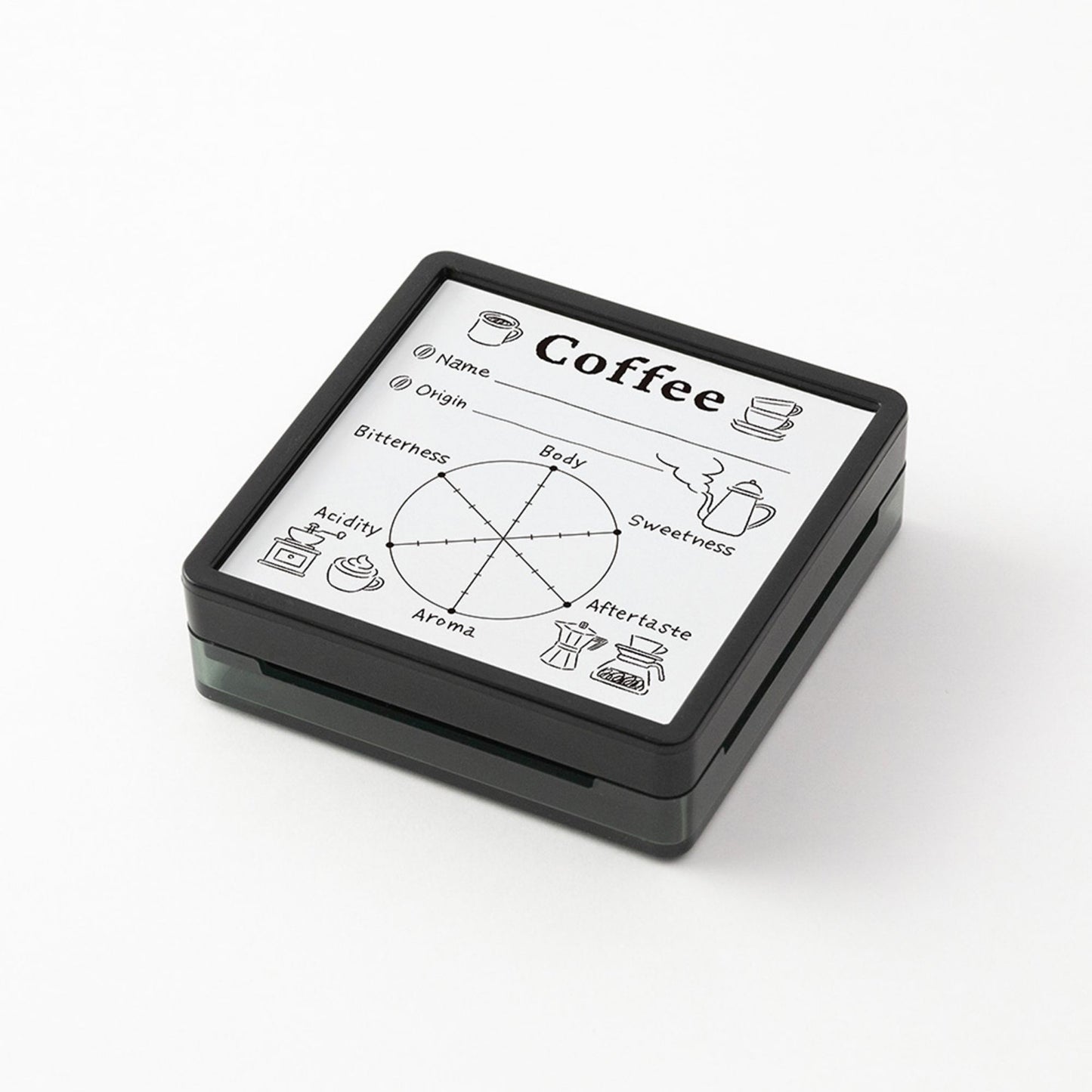 Midori Pre-Inked Paintable Stamp – Coffee Log self-inking stamp for recording coffee tastings