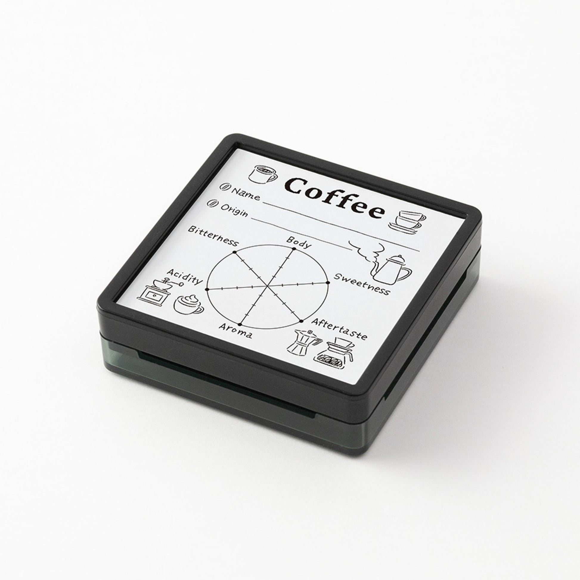 Midori Pre-Inked Paintable Stamp – Coffee Log self-inking stamp for recording coffee tastings