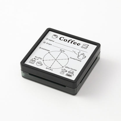 Midori Pre-Inked Paintable Stamp – Coffee Log self-inking stamp for recording coffee tastings