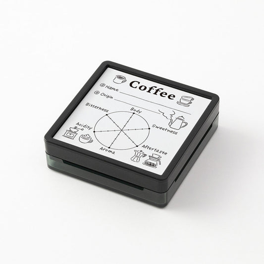 Midori Pre-Inked Paintable Stamp – Coffee Log self-inking stamp for recording coffee tastings