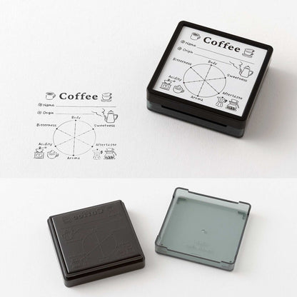 Midori Pre-Inked Paintable Stamp – Coffee Log self-inking stamp for recording coffee tastings