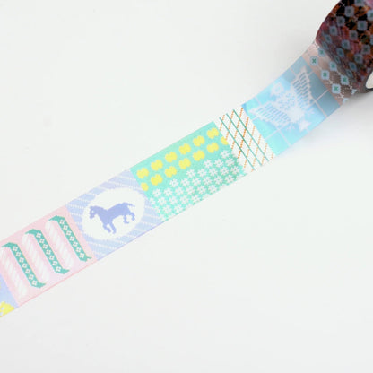 SODA Clear PET Tape – Retro Knit 20mm transparent decorative PET tape with retro-inspired patterns