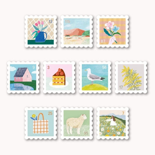 SODA transparent PET tape stickers with illustrated stamp designs