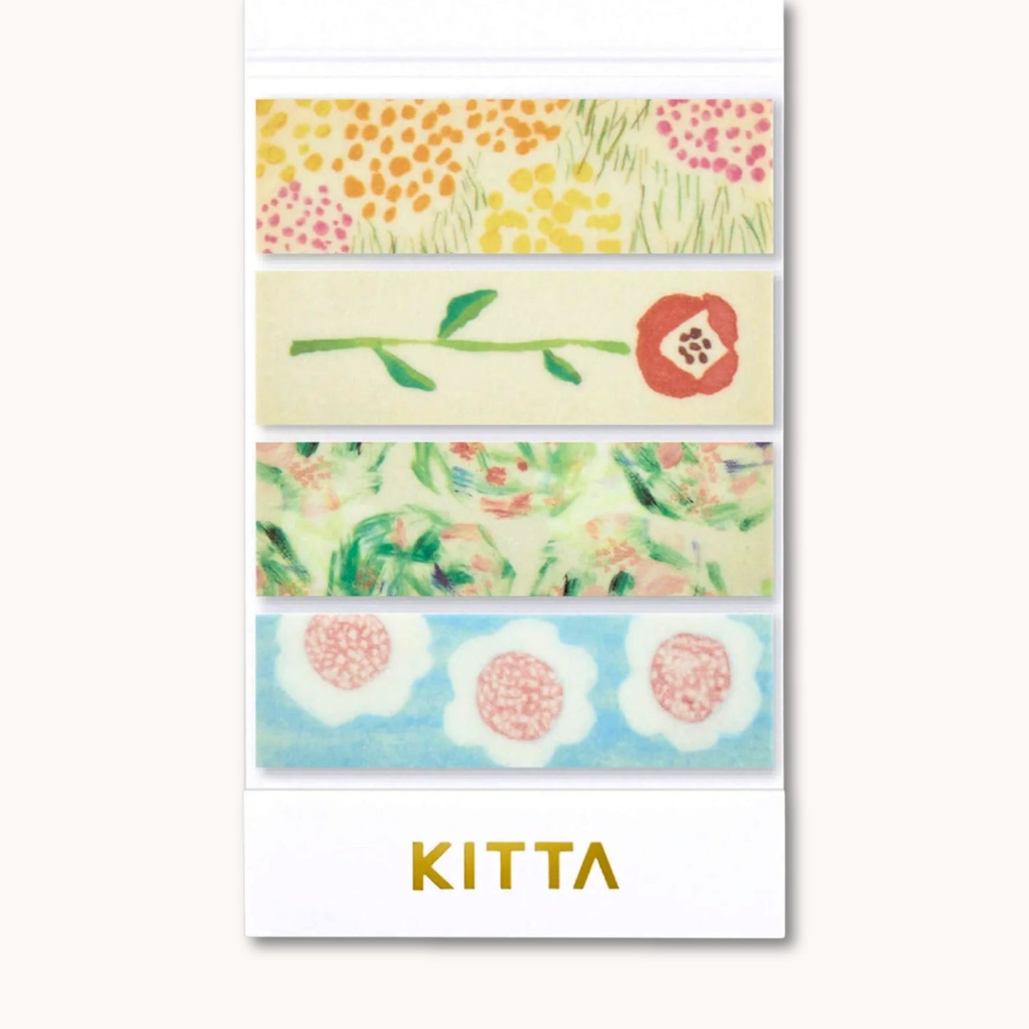 KITTA Washi Tape - Floral Garden booklet with four floral washi strip designs