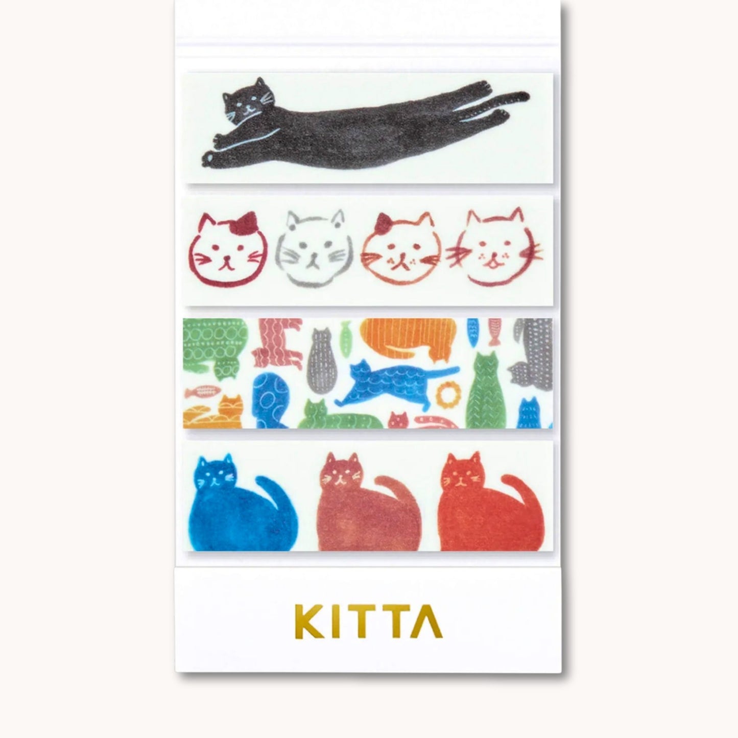 KITTA Washi Tape - Meow with pre-cut cat washi strips