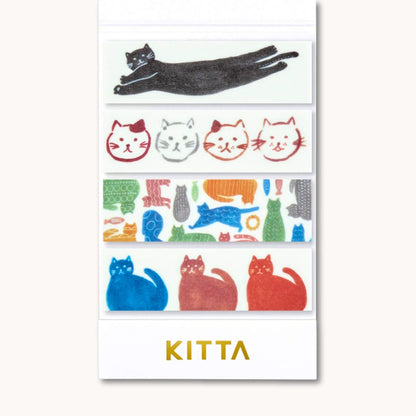 KITTA Washi Tape - Meow with pre-cut cat washi strips