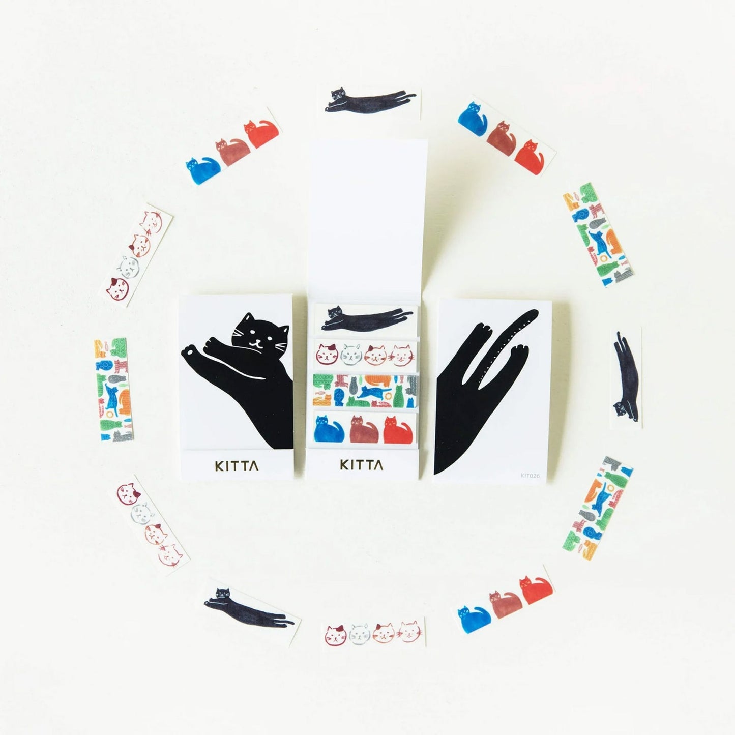 KITTA Washi Tape - Meow with pre-cut cat washi strips