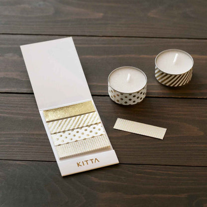 KITTA Washi Tape - Gold Patterns booklet with four gold foil washi strip designs