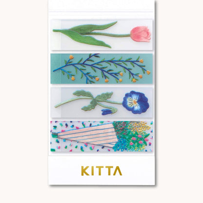     KITTA Clear PET Tape - Bouquet booklet with four transparent botanical PET strip designs