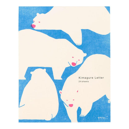 Midori Kimagure Bear Letter Pad with polar bear illustrations – 24 sheets of Japanese writing paper