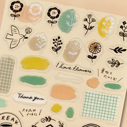 Furukawashiko Collage Seal Stickers - Floral
